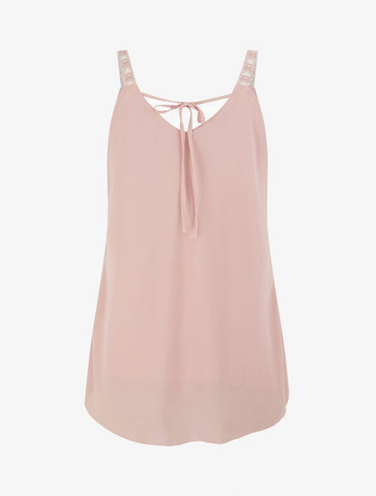 Caraco en voile à bretelles motif coeur - Rose - 2