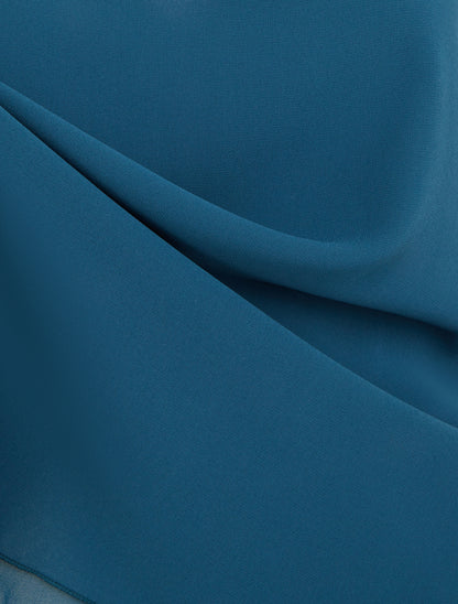 Caraco uni en voile superposé - Bleu canard - 3