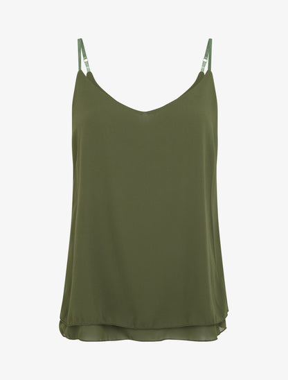 Caraco uni en voile superposé - Kaki - 1