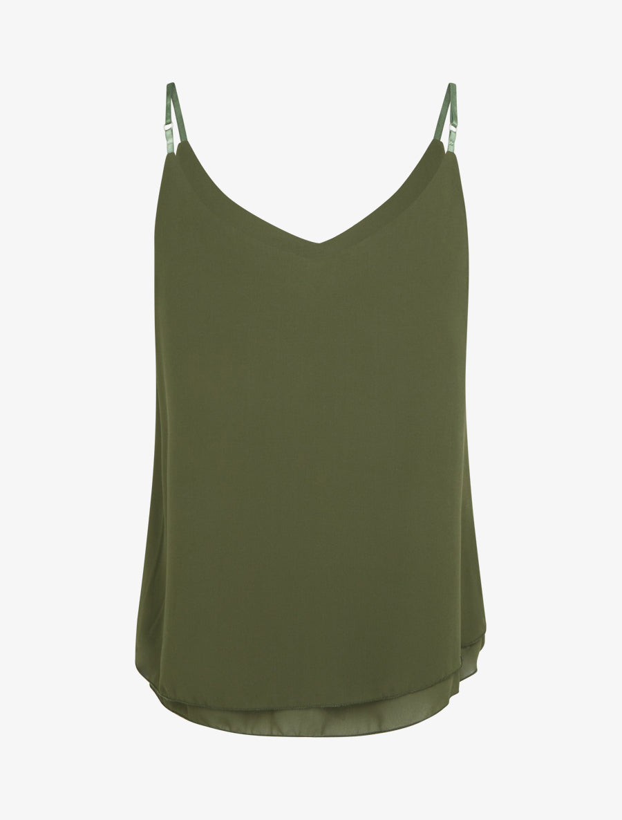 Caraco uni en voile superposé - Kaki - 2