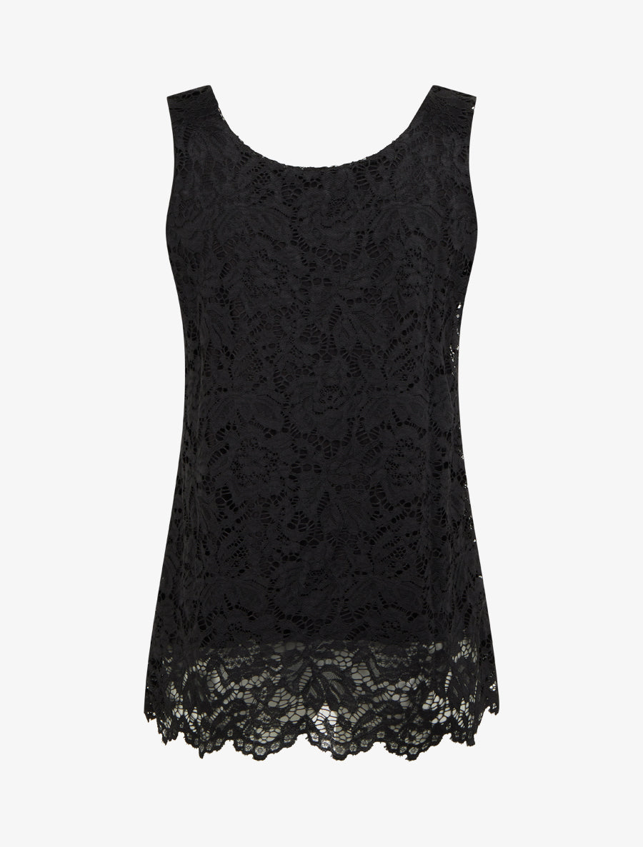 Top sans manches en dentelle à col U - Noir - 2