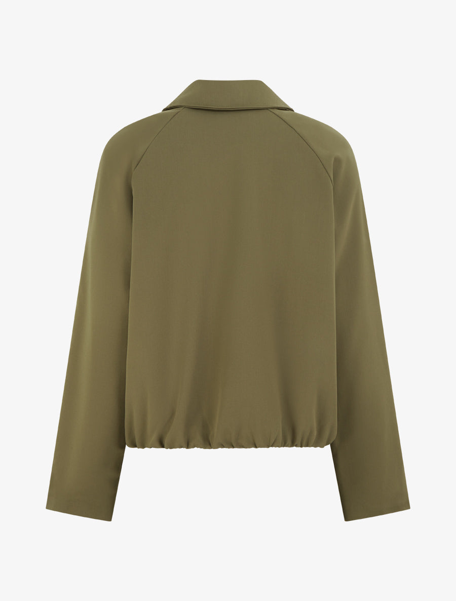 Veste droite zippée à col chemise - Kaki - 2