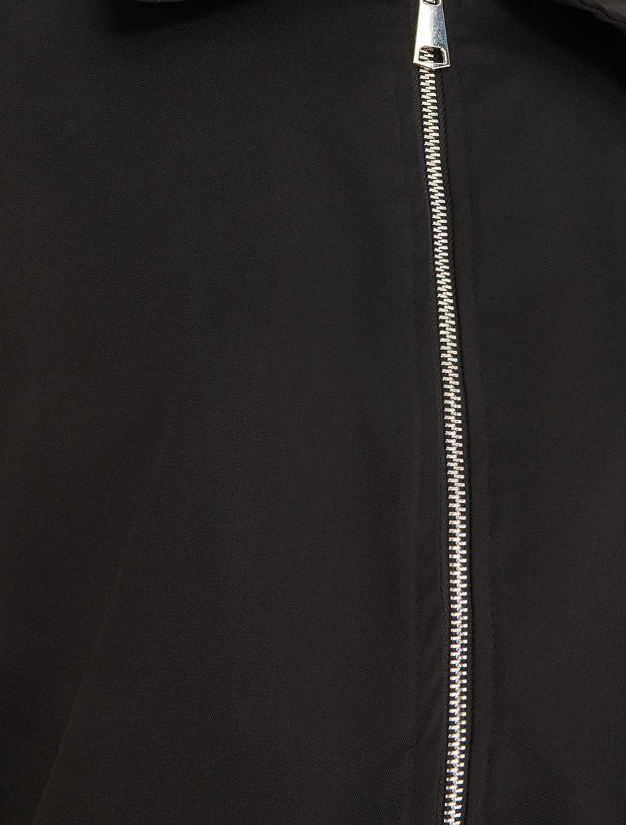 Veste droite zippée à col chemise - Noir - 3