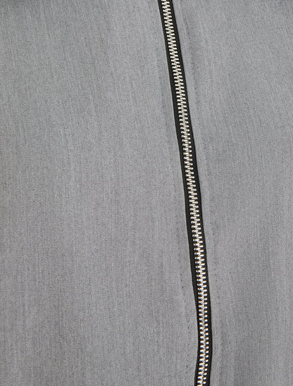 Veste droite zippée à col chemise - Gris - 3