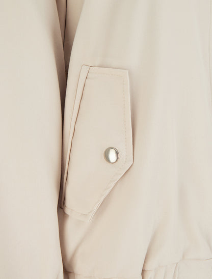 Veste ample zippée à bords élastiqués - Beige - 3