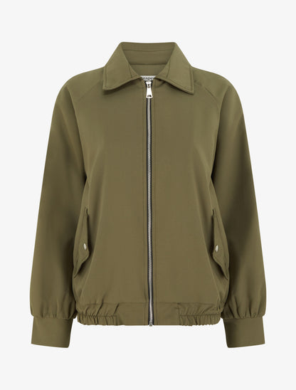 Veste ample zippée à bords élastiqués - Kaki - 1