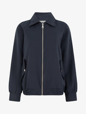 Veste ample zippée à bords élastiqués - Marine - 1