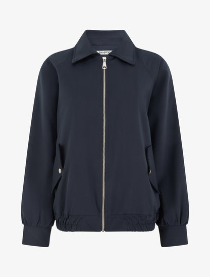 Veste ample zippée à bords élastiqués - Marine - 1