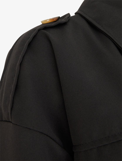 Veste fluide unie zippée - Noir - 3