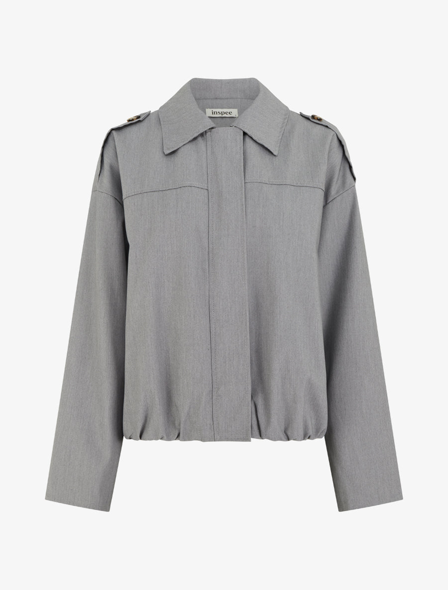 Veste fluide unie zippée - Gris - 1