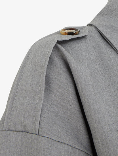 Veste fluide unie zippée - Gris - 3