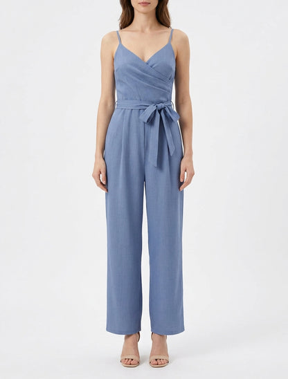 Tuta dritta con spalline sottili - Blu