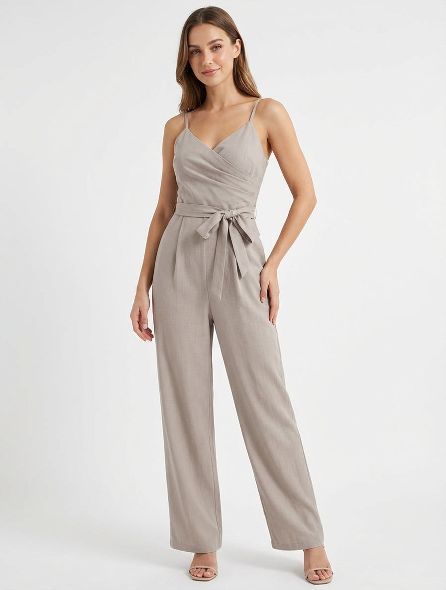 Tuta dritta con spalline sottili - Talpa chiaro