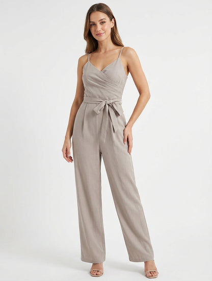 Tuta dritta con spalline sottili - Talpa chiaro