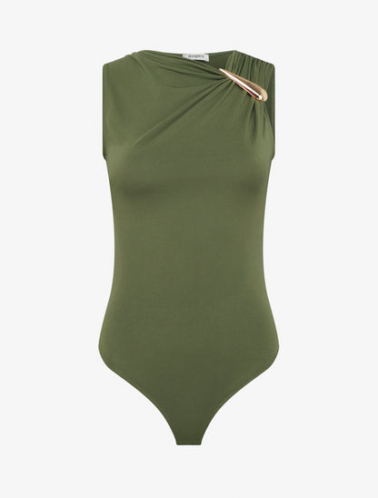 Body stretch à empiècement bijou - Kaki - 1