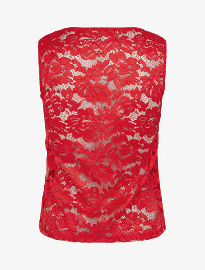 Top sans manches en dentelle - Rouge - 2