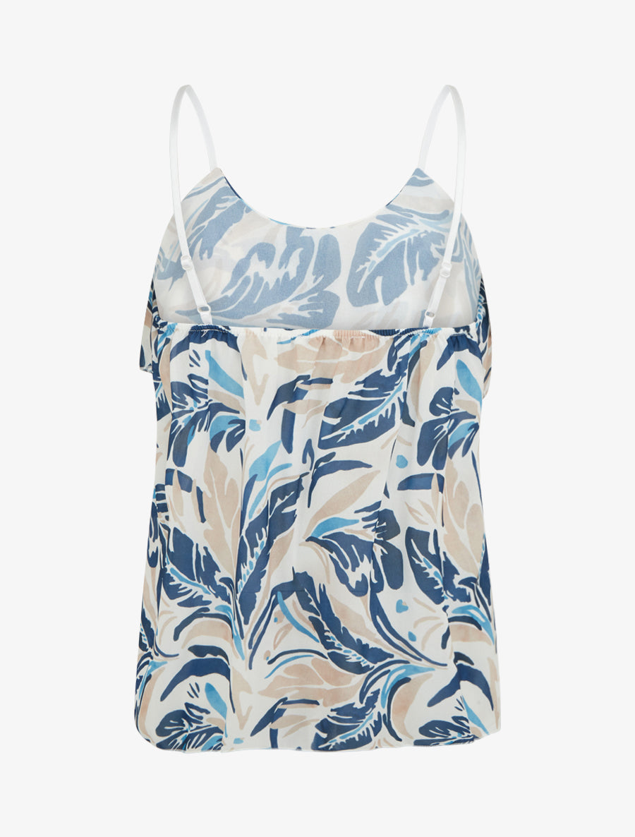 Caraco volanté imprimé feuilles - Marine - 2