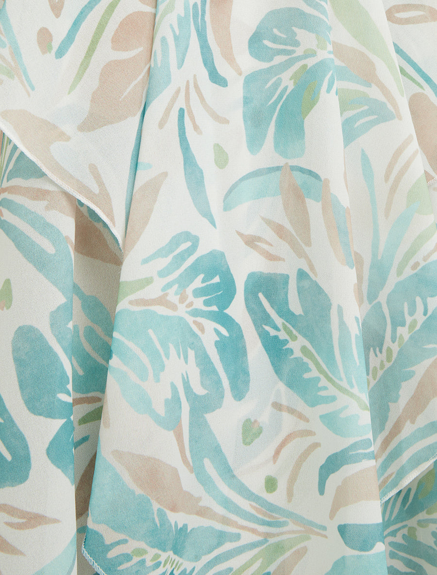 Caraco volanté imprimé feuilles - Vert menthe - 3