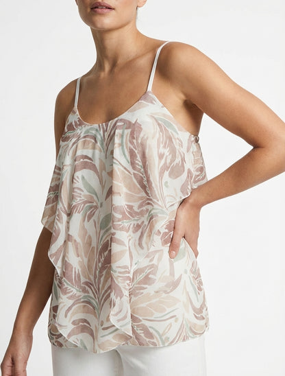 Top con volant stampato a foglie - Talpa