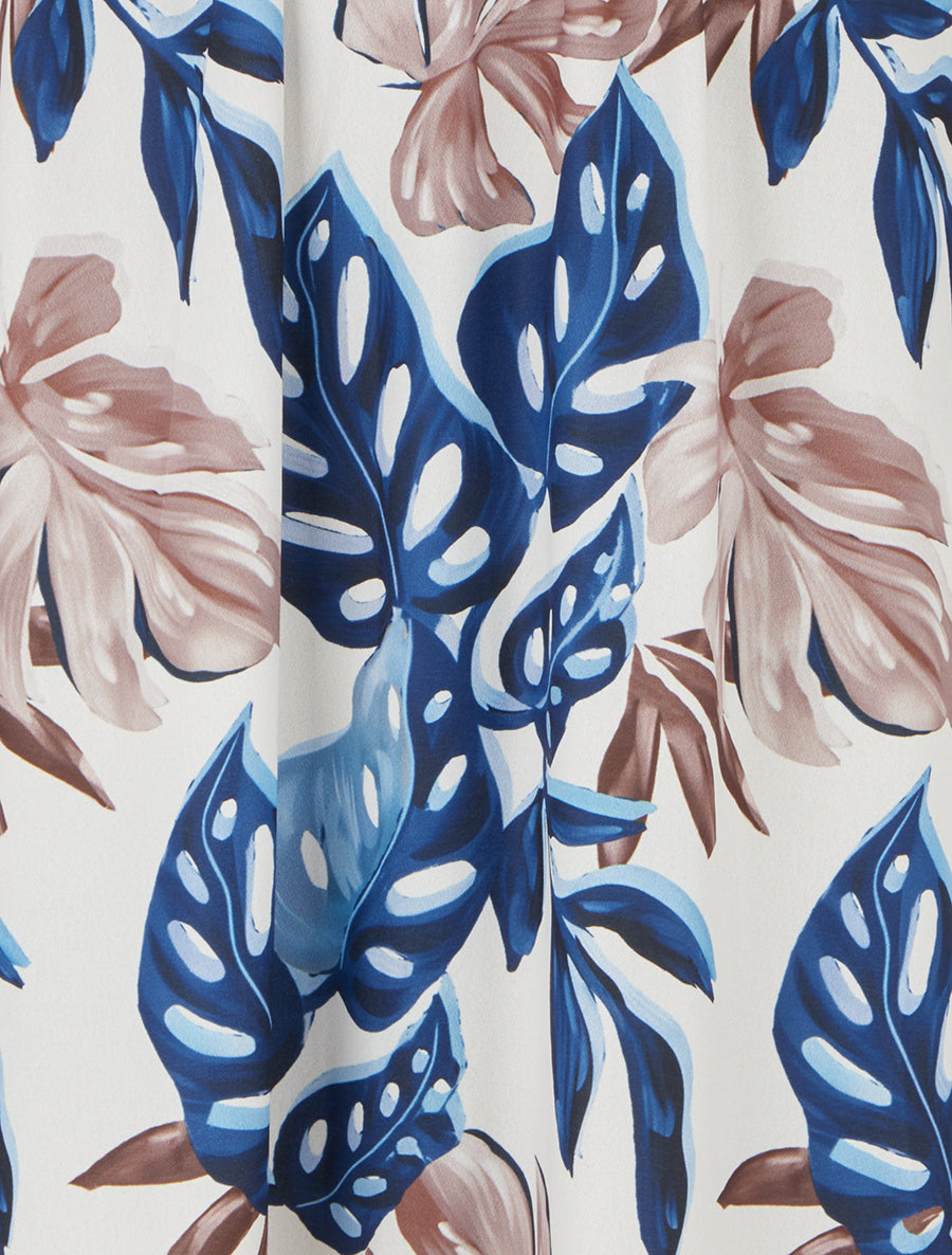 Robe longue à fines bretelles imprimé tropical - Marine - 3