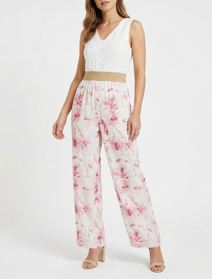 Body in pizzo e stampa floreale - Rosa