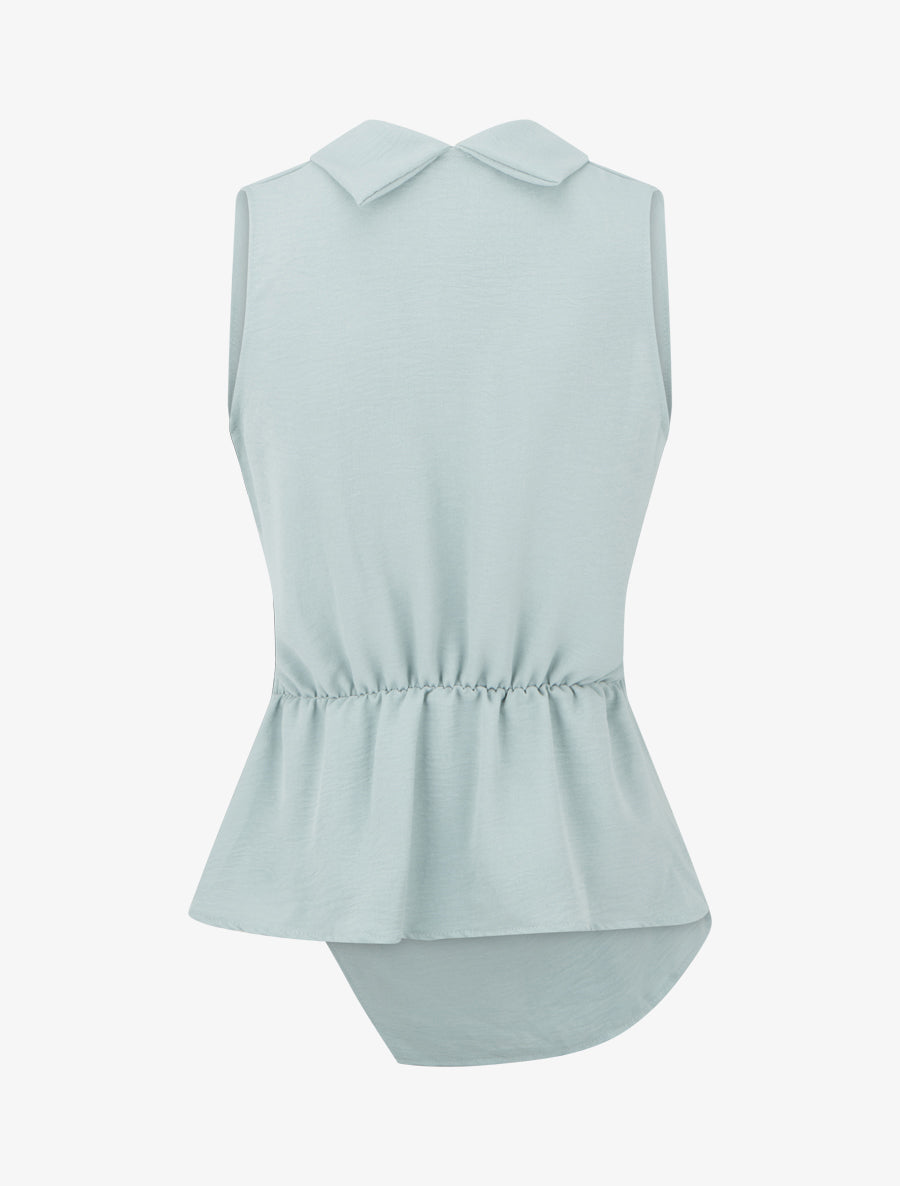 Top sans manches drapé à boutons - Vert d&