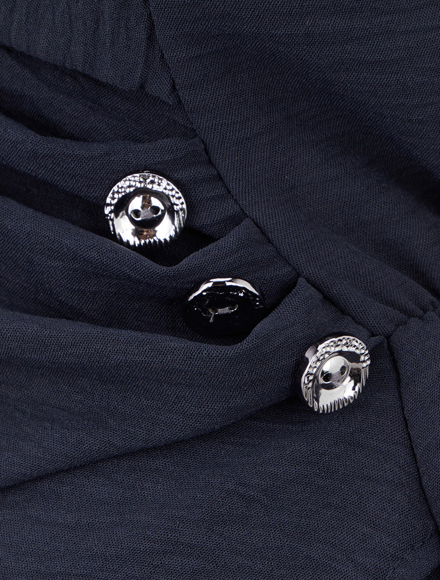 Top sans manches drapé à boutons - Marine - 3