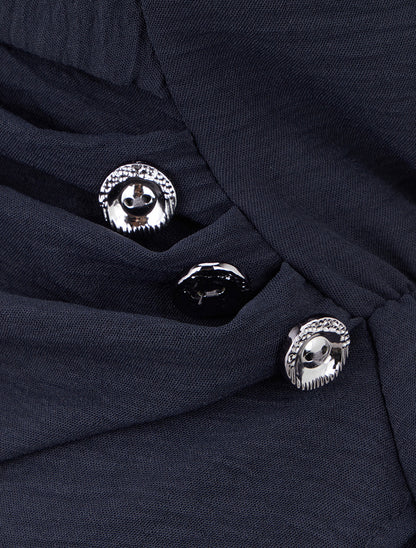 Top sans manches drapé à boutons - Marine - 3