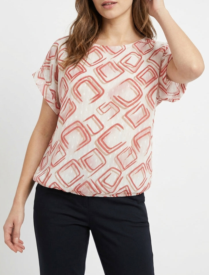 Top a maniche corte con motivi grafici - Rosso