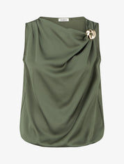 Top boule satiné à bijou métallique - Kaki - 1