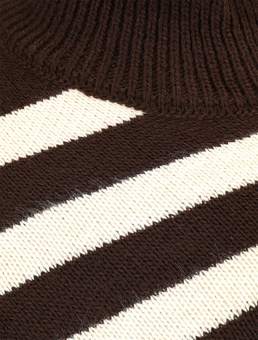 Poncho en maille rayé - Marron - 3