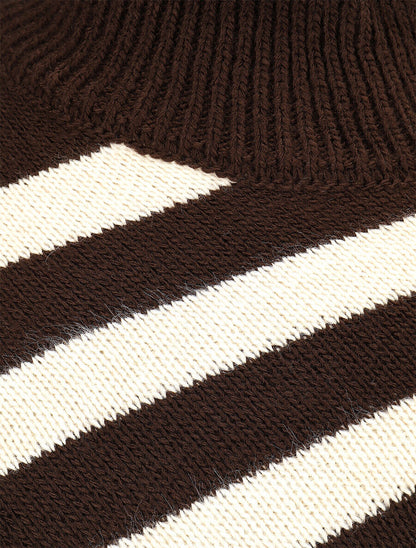 Poncho en maille rayé - Marron - 3