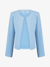 Veste droite à col rond et épaulettes - Bleu ciel - 1