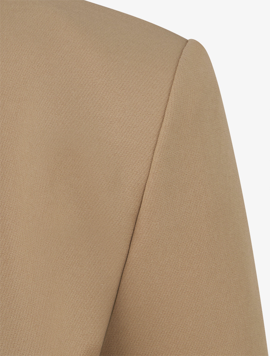 Veste droite à col rond et épaulettes - Camel - 3