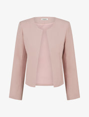 Veste droite à col rond et épaulettes - Rose - 1