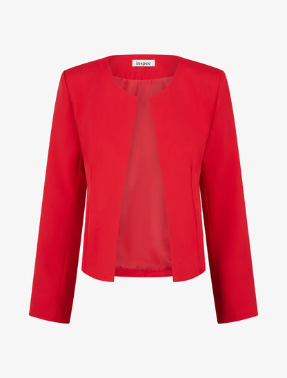 Veste droite à col rond et épaulettes - Rouge - 1