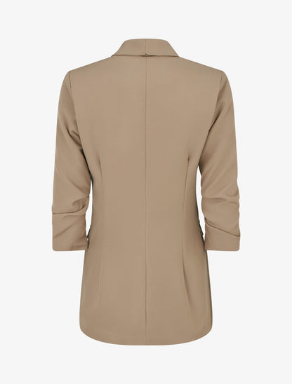 Blazer uni à manches froncées - Taupe - 2