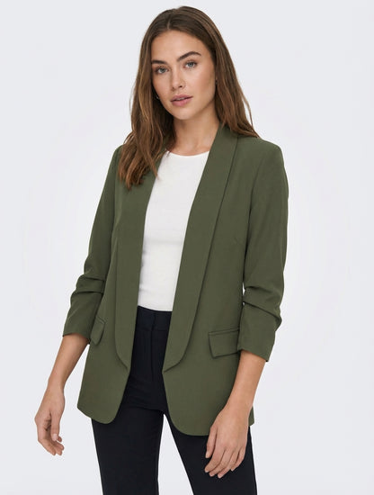 Blazer semplice con maniche arricciate - Cachi