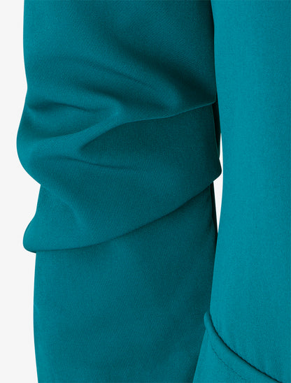 Blazer uni à manches froncées - Bleu canard - 3