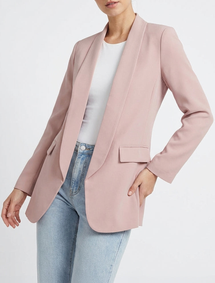 Blazer semplice a maniche lunghe - Rosa antico