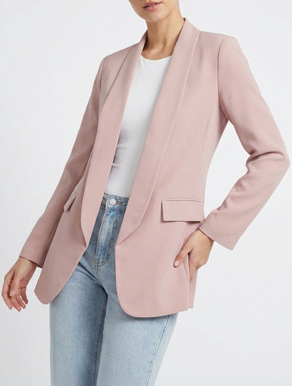 Blazer semplice a maniche lunghe - Rosa antico
