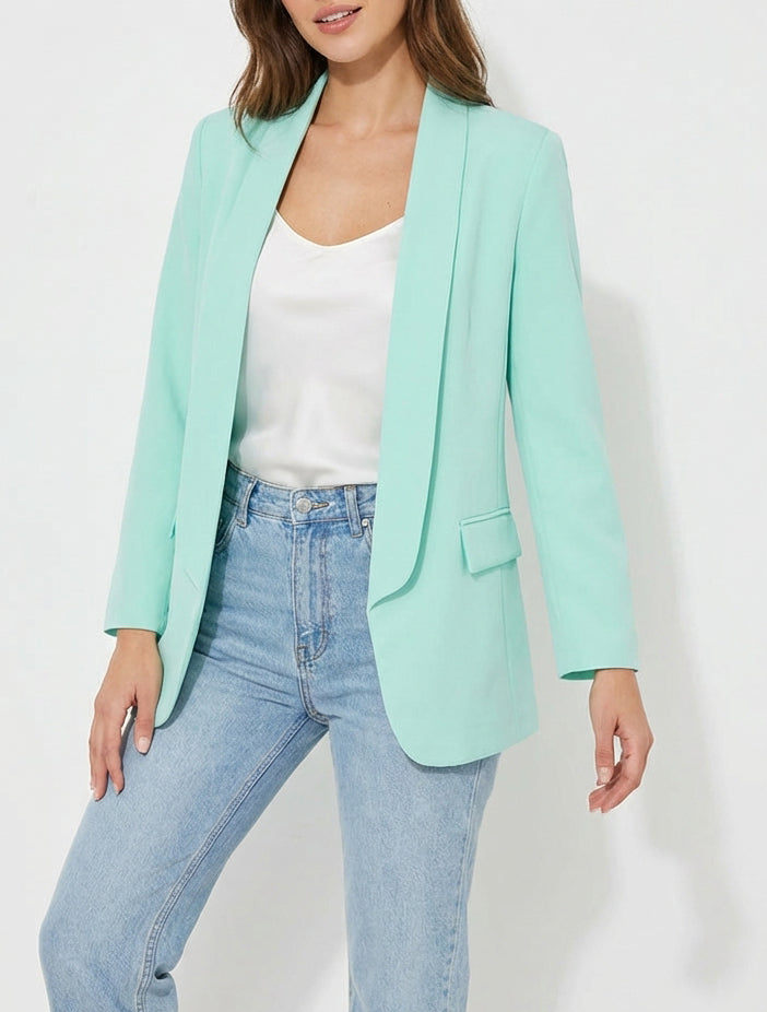 Blazer semplice a maniche lunghe - Verde acqua