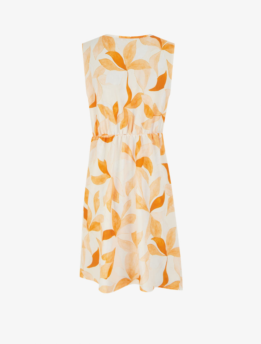 Robe style portefeuille sans manches imprimé feuillages - Orange - 2