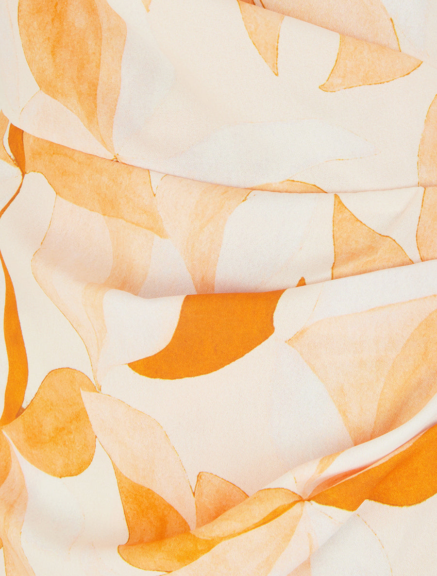 Robe style portefeuille sans manches imprimé feuillages - Orange - 3