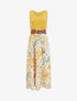 Robe longue à jupe imprimé feuillage - Jaune moutarde - 1