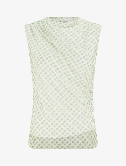 Top sans manches en tulle à pois - Vert - 1