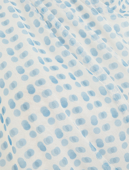Top sans manches en tulle à pois - Bleu - 3