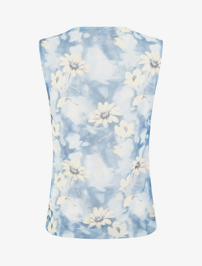 Top sans manches en tulle à fleurs - Bleu - 2