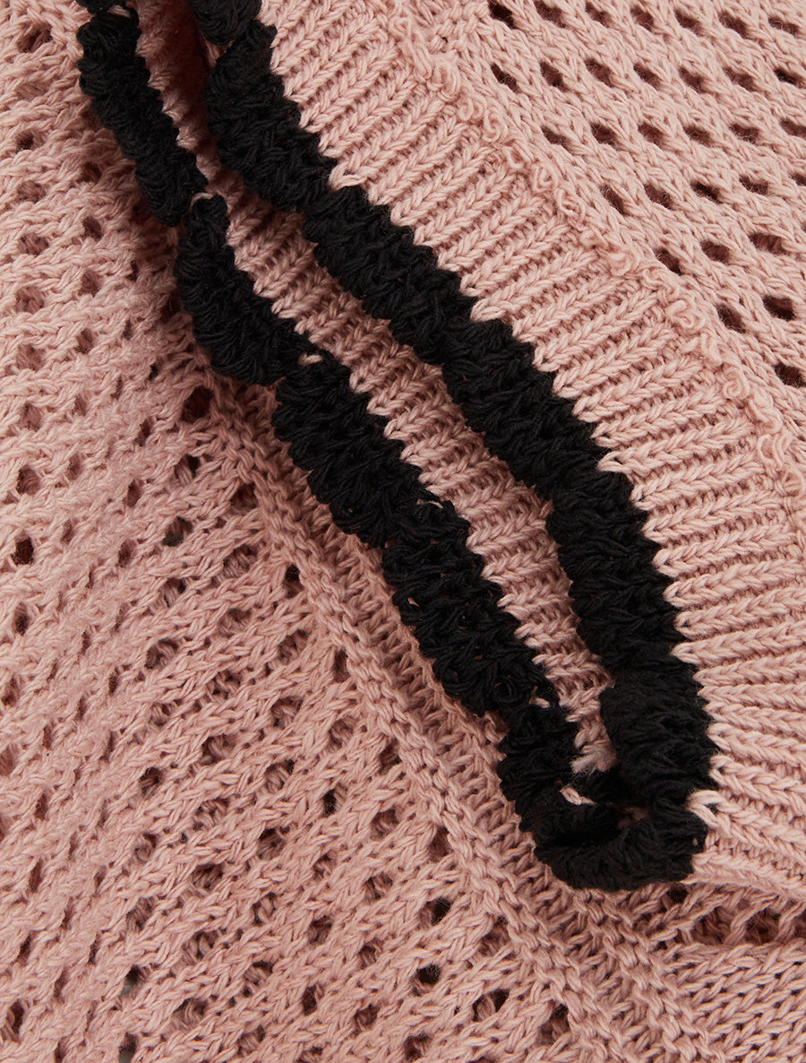 Pull sans manches à col contrastant - Rose - 3