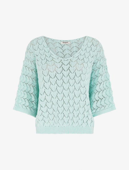 Pull ajouré manches courtes - Bleu clair - 1